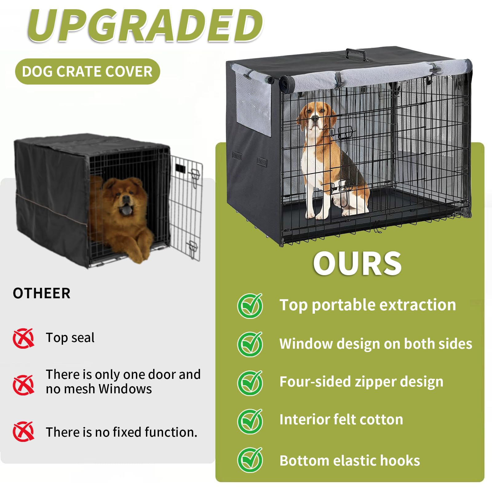TiantianBao crate cover side windows regulate airflow and ventilation.