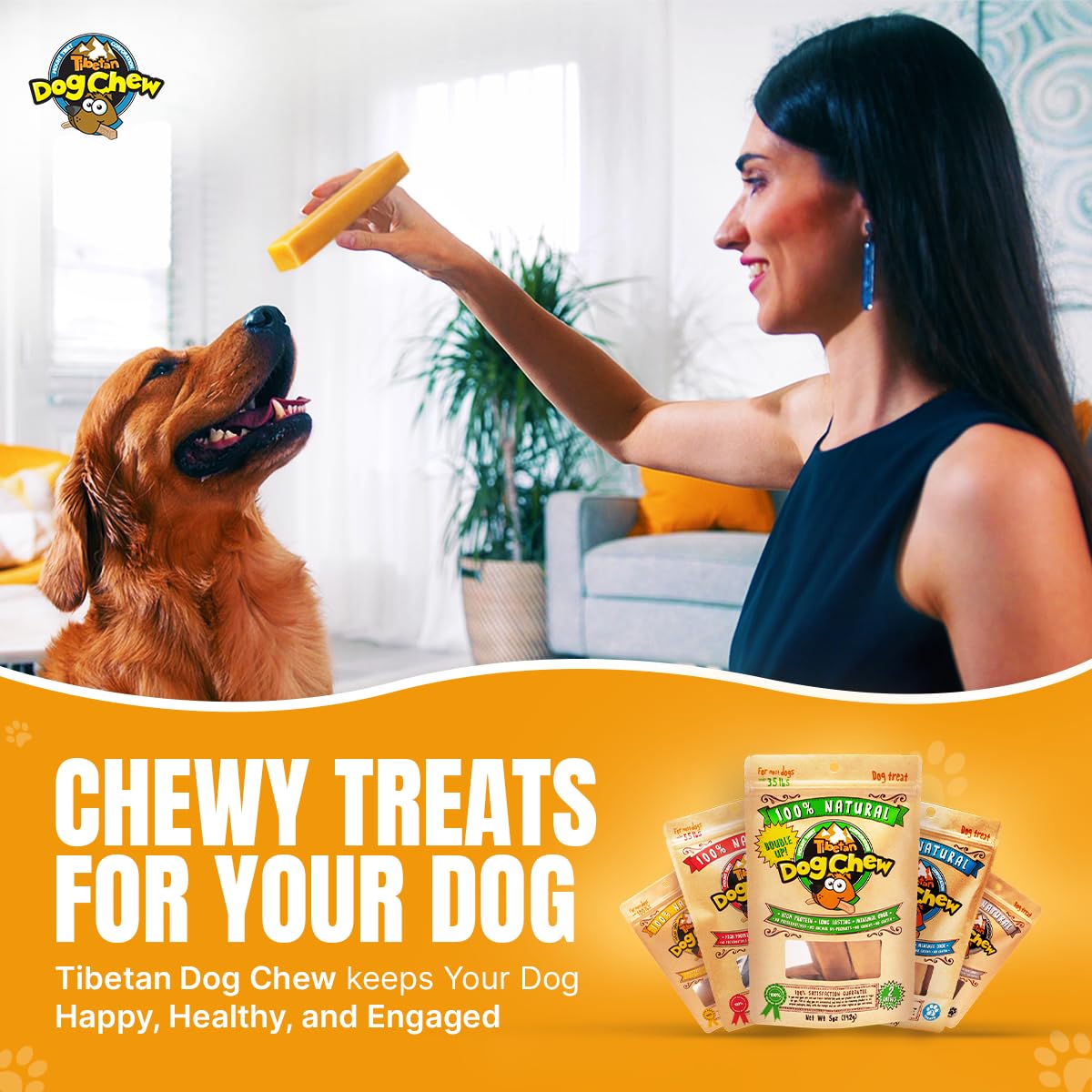 Tibetan Yak Cheese Dog Chew Sticks—made in the USA, packaged with care