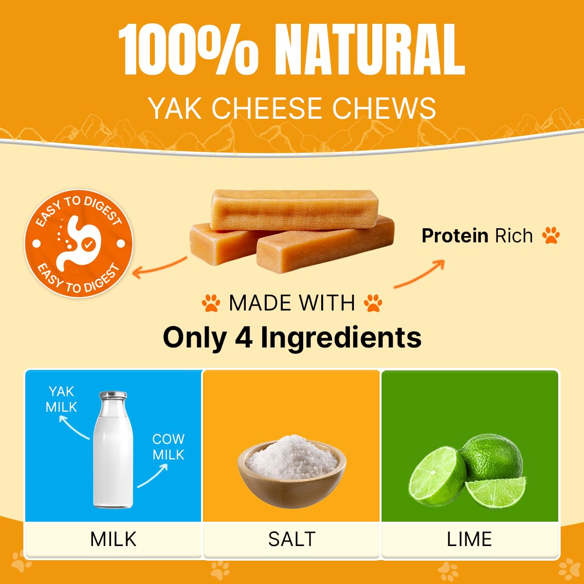Tibetan Dog Chew yak cheese stick extra-large bite for extended chewing sessions.