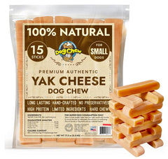 Tibetan Dog Chew Yak Cheese Sticks packaging hero, long-lasting natural treats.