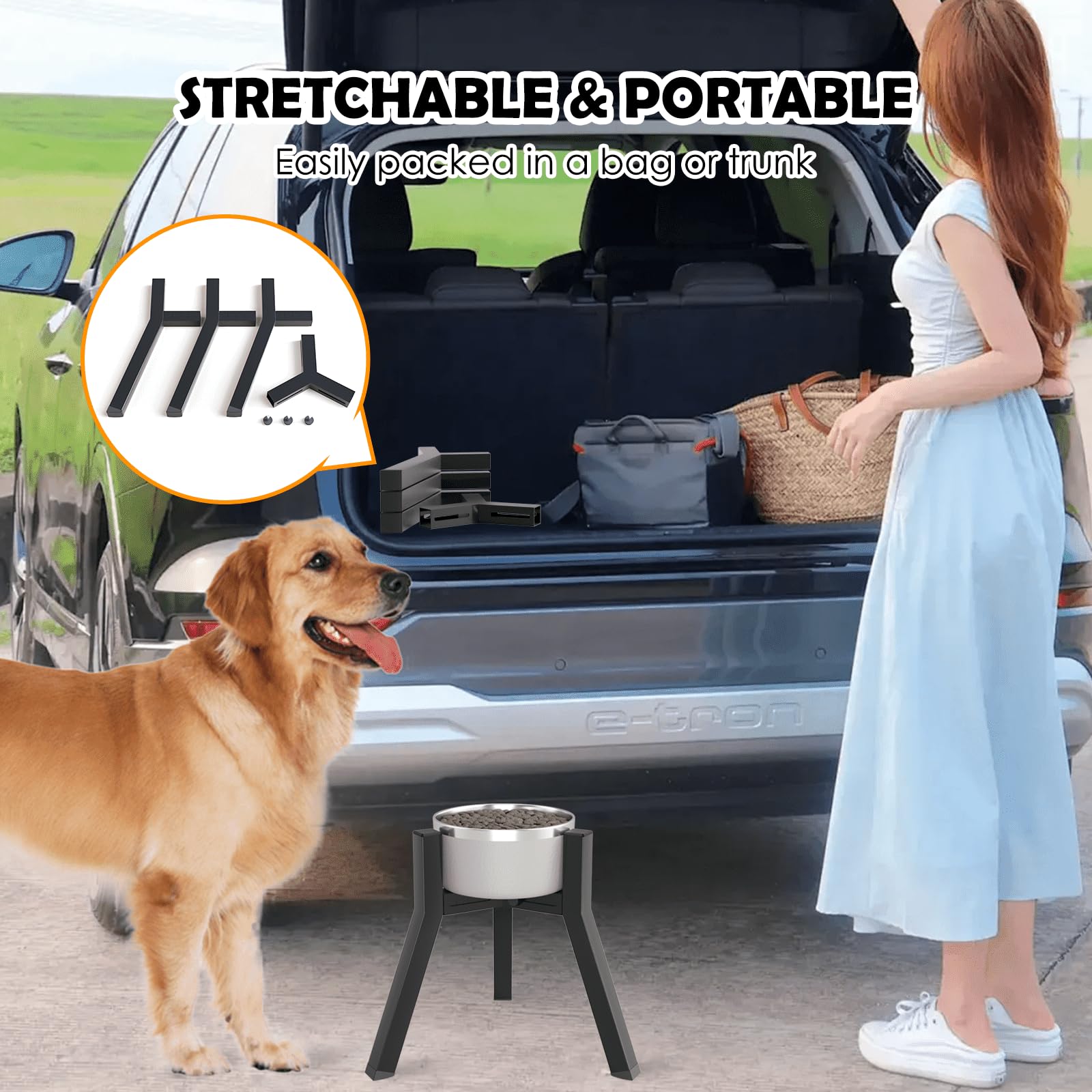 TIDANT dog bowl stand in black, 11-inch tall for comfortable dining posture.
