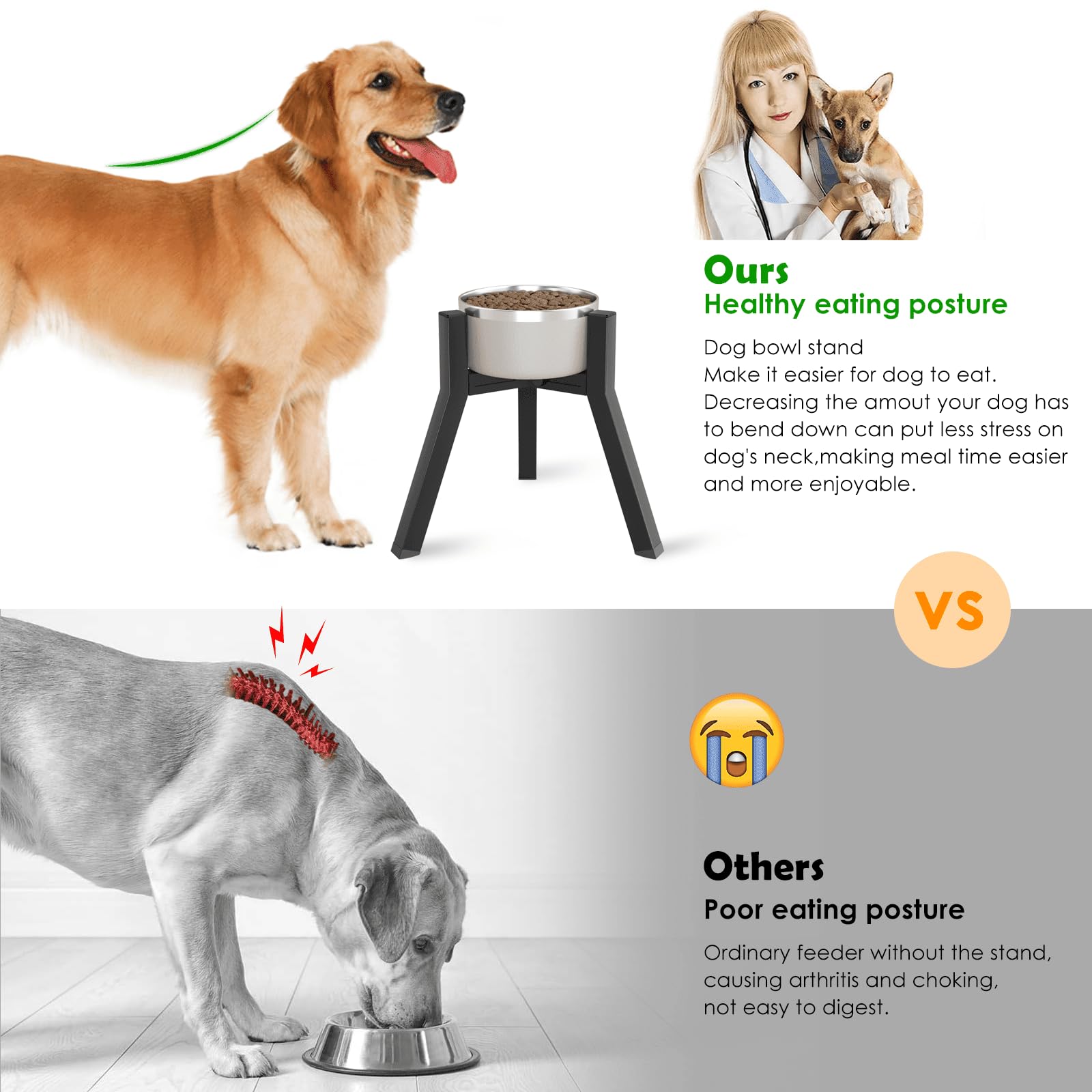 TIDANT dog bowl stand showing width adjustment without tools for quick height customization.