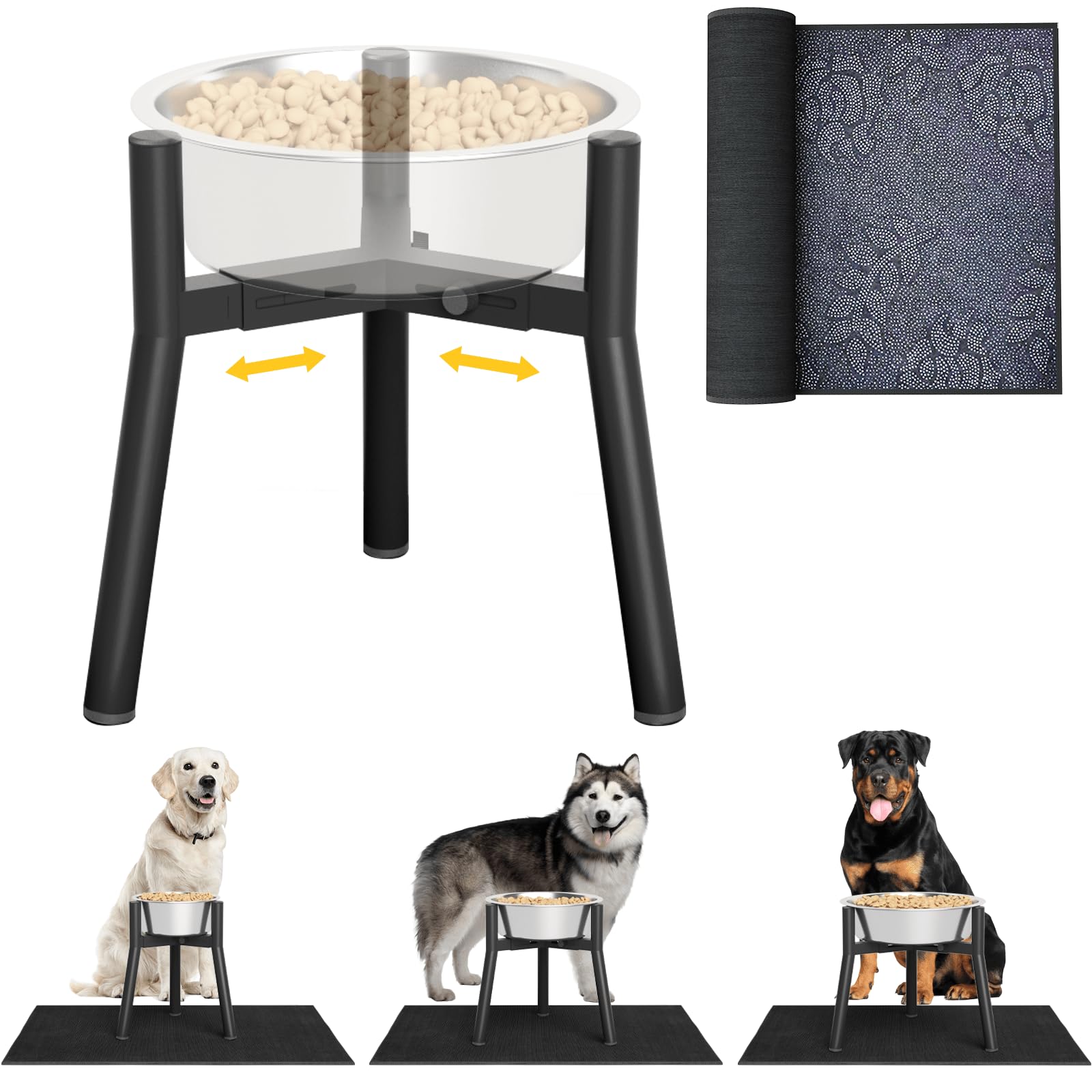 TIDANT dog bowl stand with mat setup for clean feeding area
