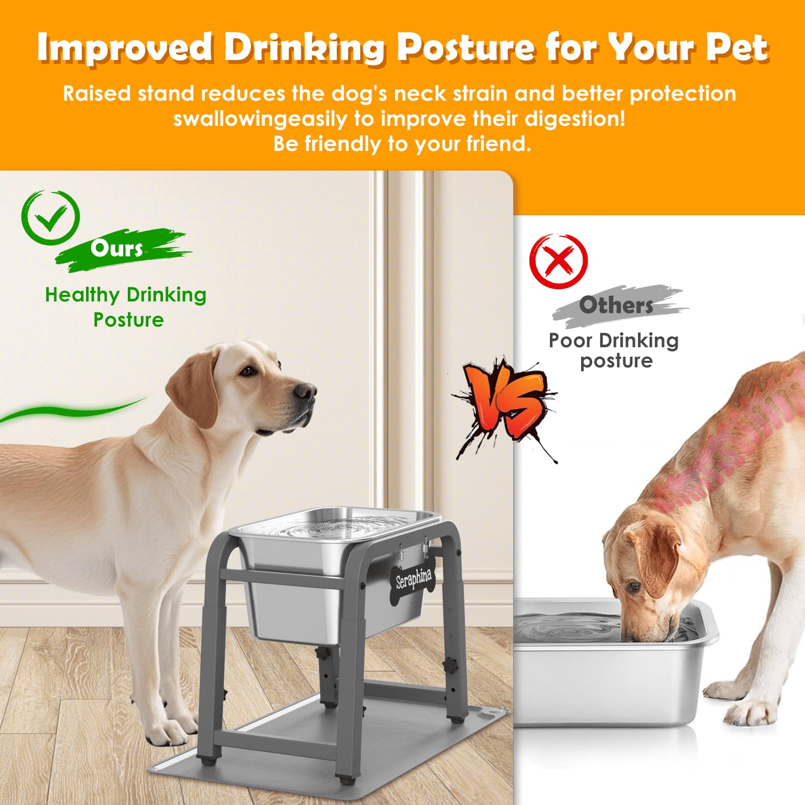 TIDANT adjustable-height stand at 11.4–16.7 inches for comfortable drinking