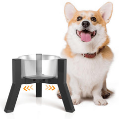 TIDANT elevated dog bowl stand with adjustable rails for secure bowls.