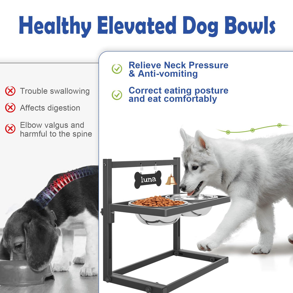Tidant elevated dog bowls stand height settings for growing dogs