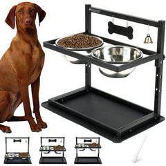 TIDANT elevated dog bowls stand with adjustable height for ergonomic feeding.