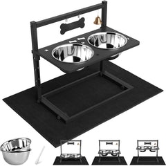 Tidant elevated dog bowls with mat assembled for tidy feeding area