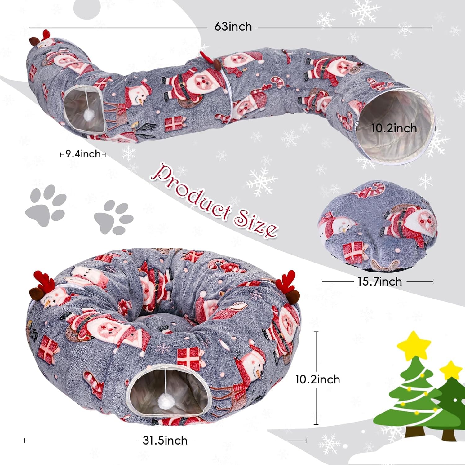 Tidjani cat tunnel bed round mat provides soft resting space for cats.