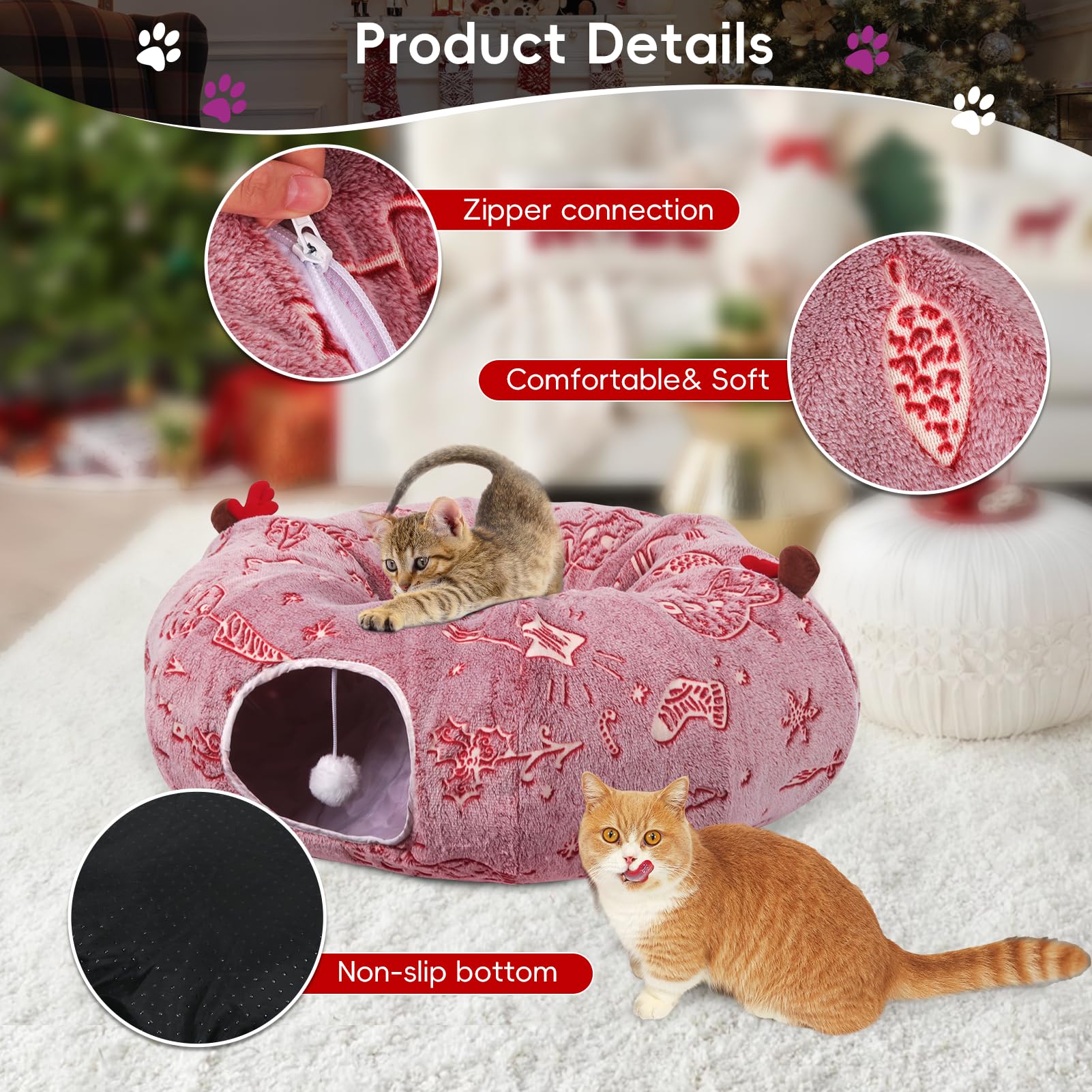 Tidjani cat tunnel collapsible design demonstrates easy setup and fast storage.