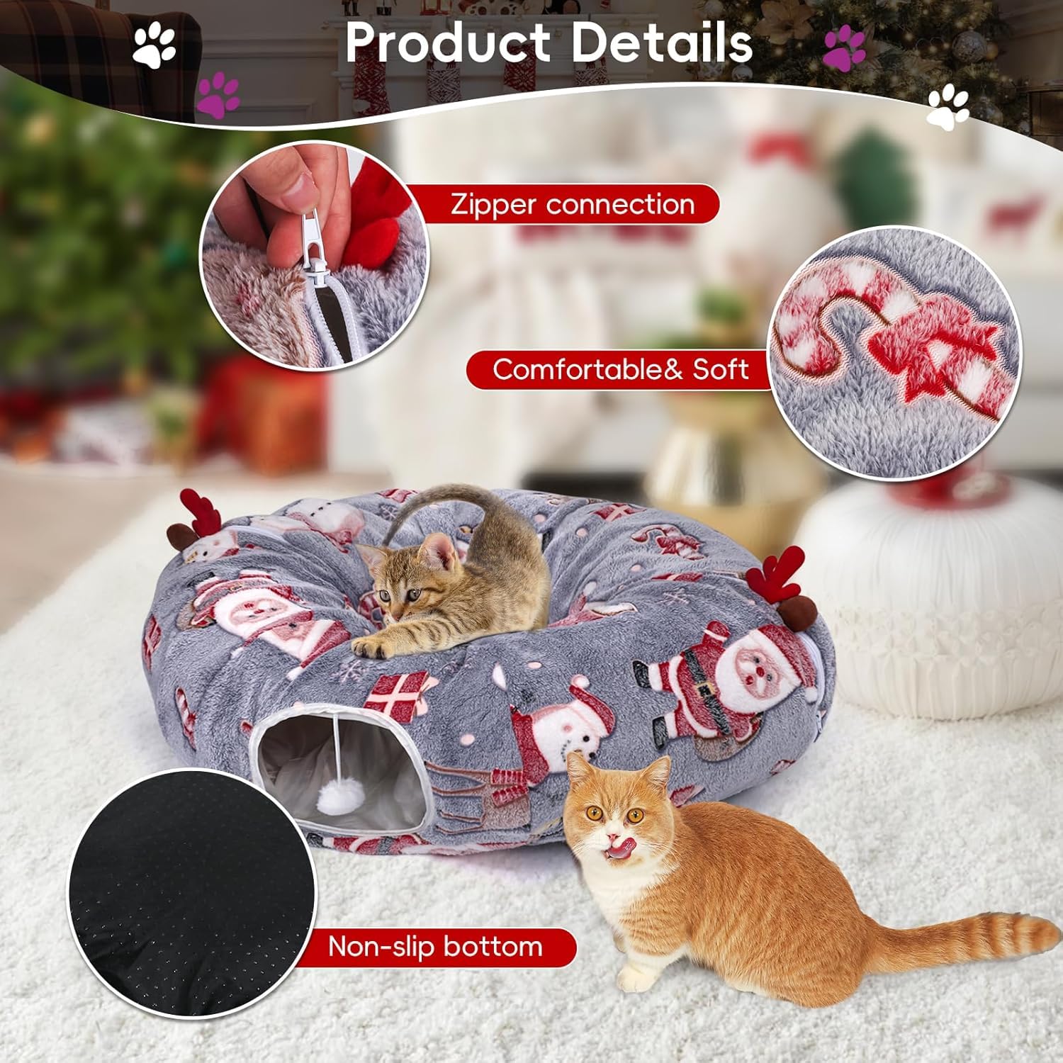 Tidjani collapsible cat tunnel for simple storage and instant arrangement.