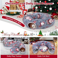 Tidjani cat tunnel donut with soft cushion invites lounging and play.