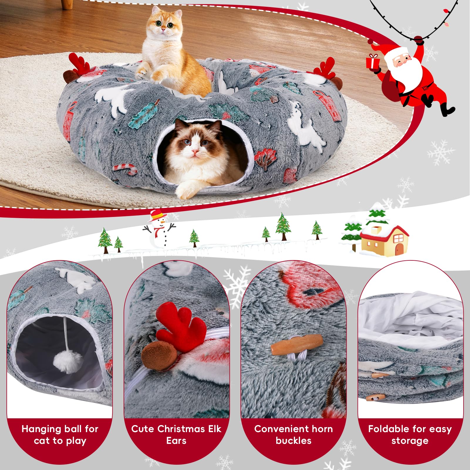Tidjani cat tunnel soft plush cushion provides cozy resting space for cats.