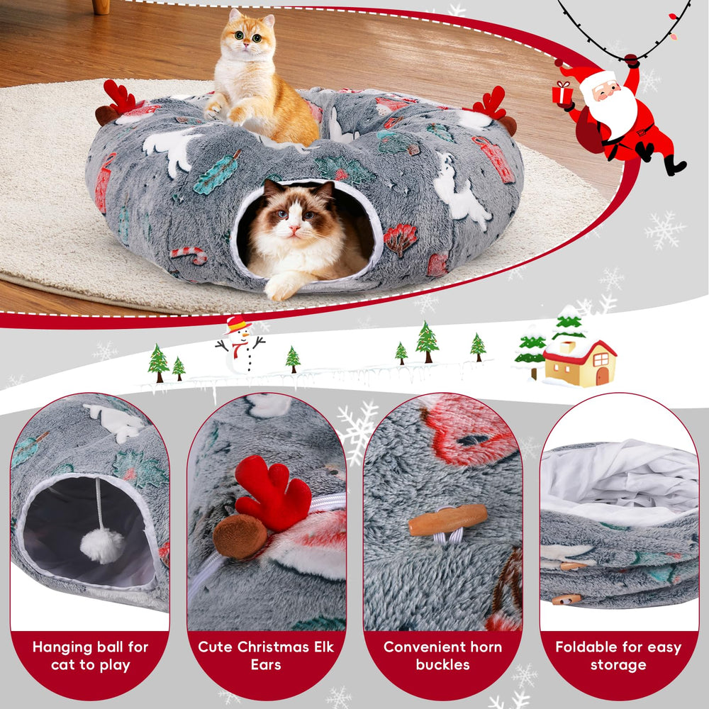 Tidjani cat tunnel soft plush cushion provides cozy resting space for cats.