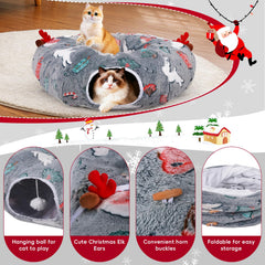 Tidjani cat tunnel soft plush cushion provides cozy resting space for cats.