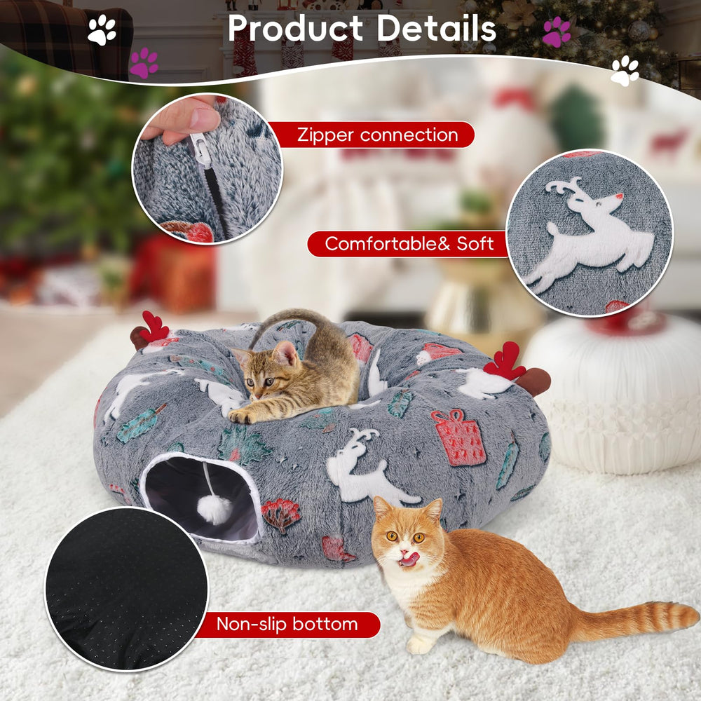Tidjani cat tunnel's steel frame adds stability to protect the tree and create a safe play area.