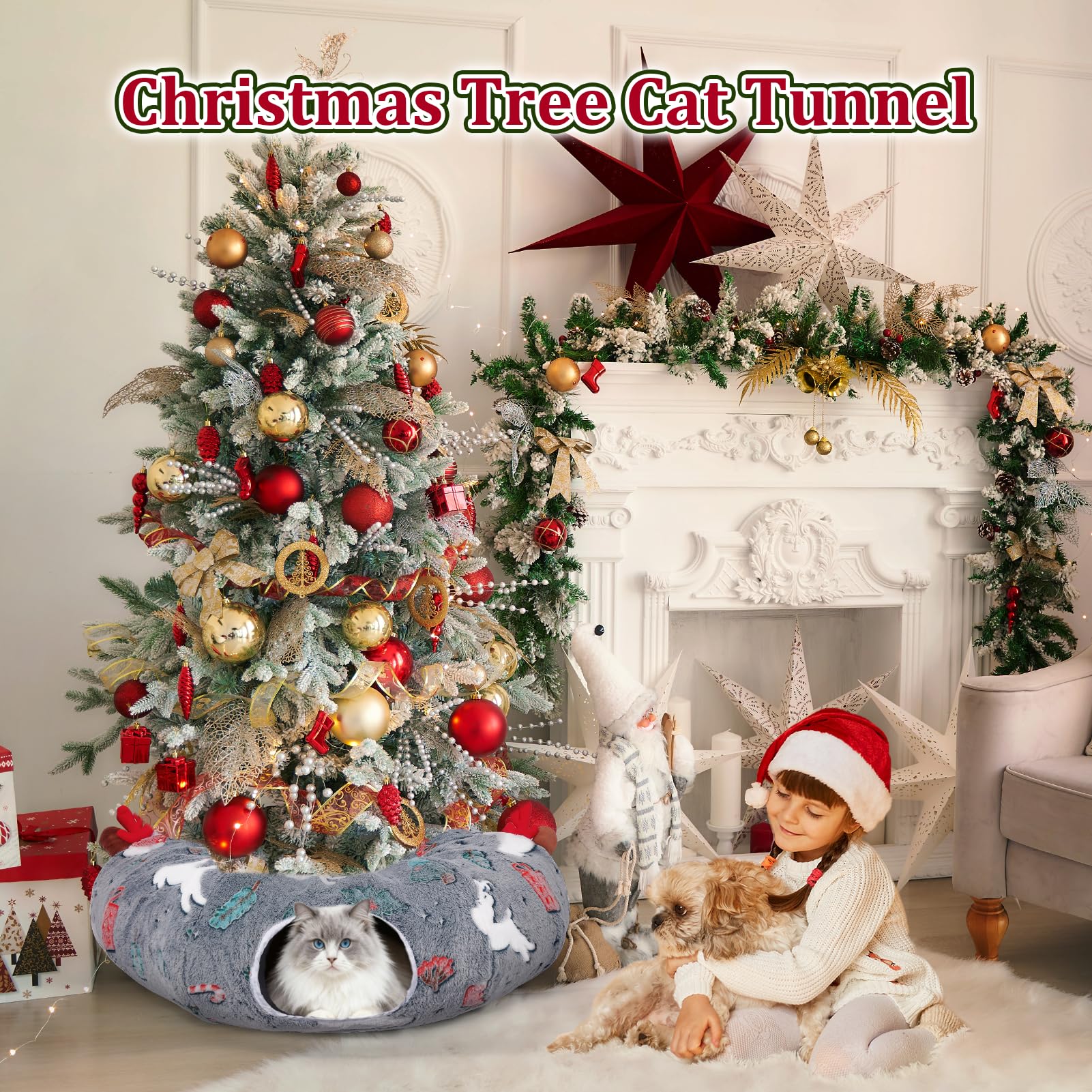 Tidjani Christmas tree protector decoration blends festive style with pet-friendly function.
