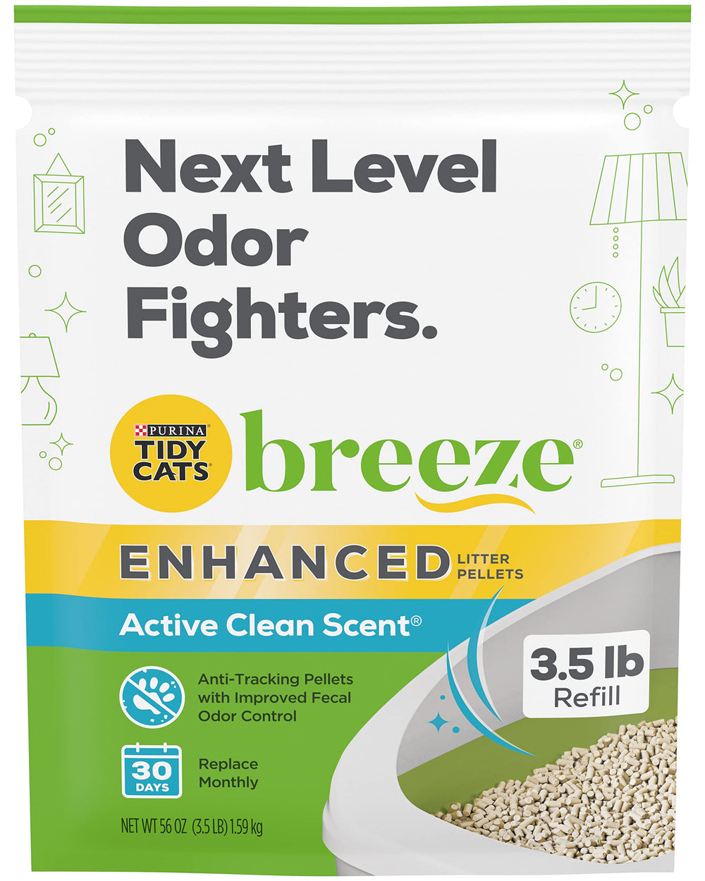 Tidy Cats Breeze litter-box area clean with visible pellets
