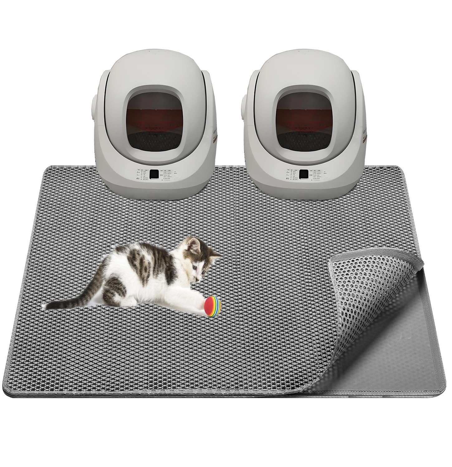 TidyNuts cat litter mat overview showing extra-large coverage reduces tracking