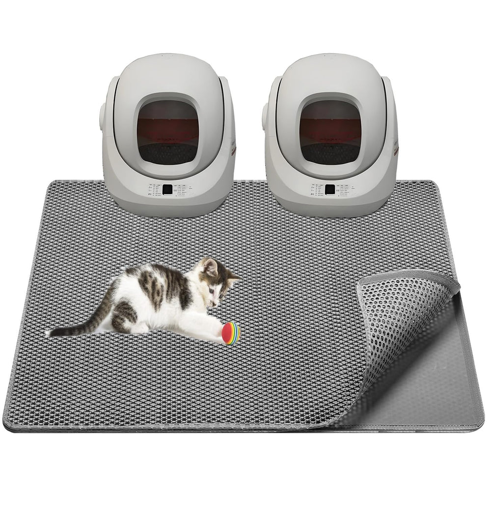 TidyNuts cat litter mat overview showing extra-large coverage reduces tracking