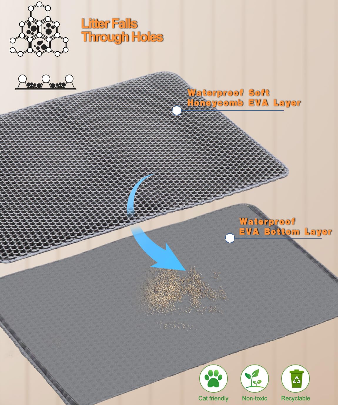 TidyNuts soft paw-friendly surface cushions cat paws during use