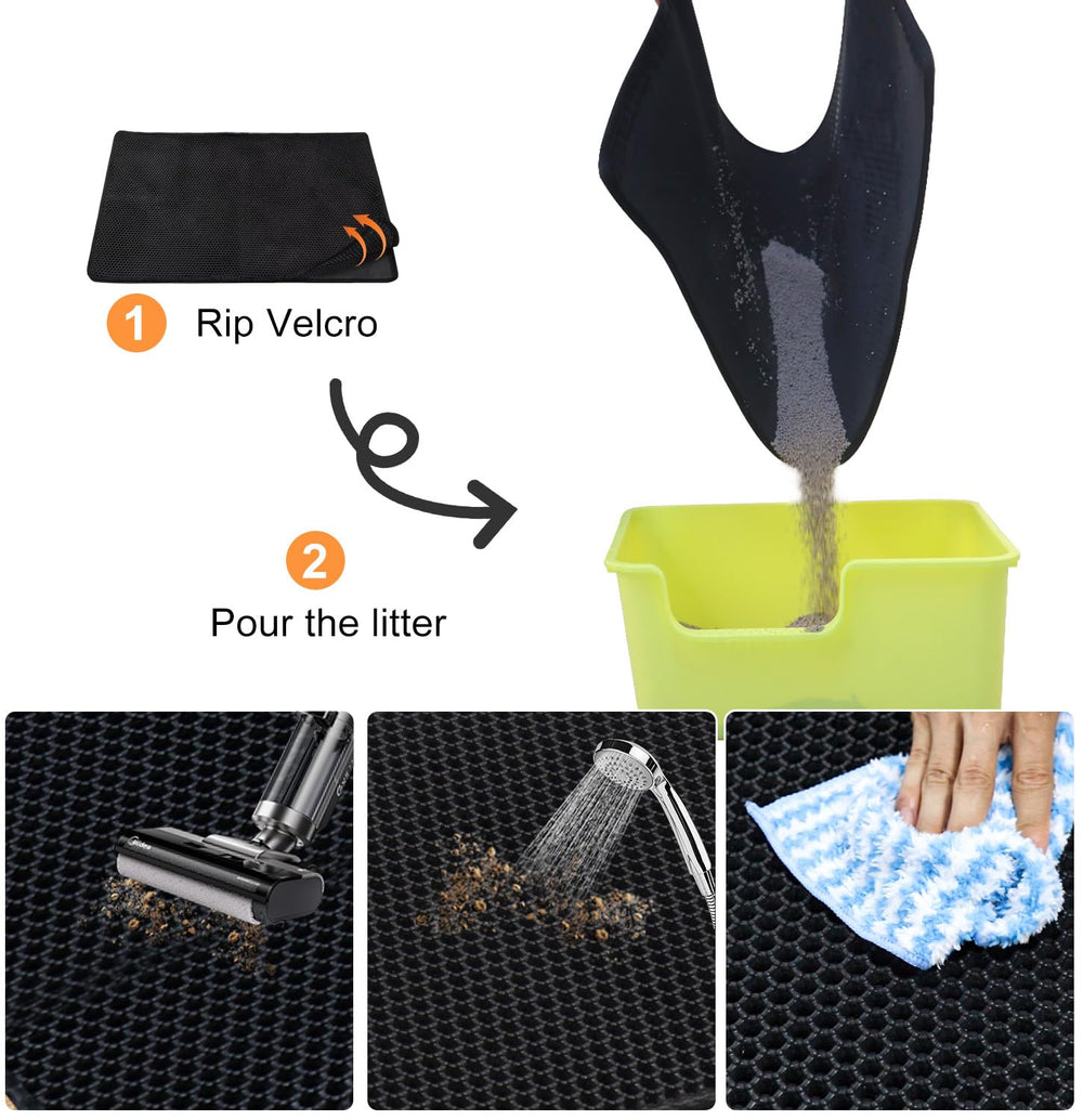 TidyNuts Litter Mat traps litter for easy disposal.