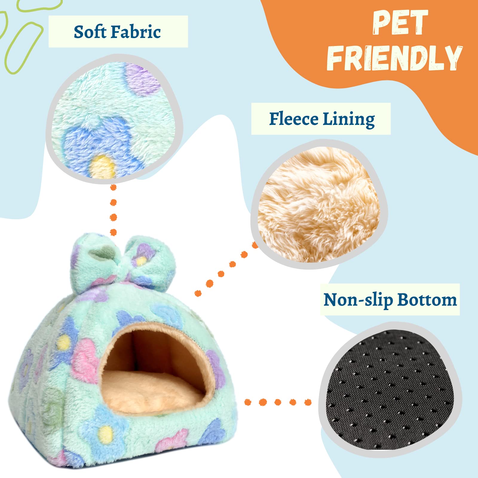 Tierecare Guinea Pig Hideout interior soft fabric emphasizes plush comfort during playtime.