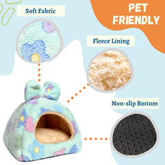 Tierecare Guinea Pig Hideout interior soft fabric emphasizes plush comfort during playtime.