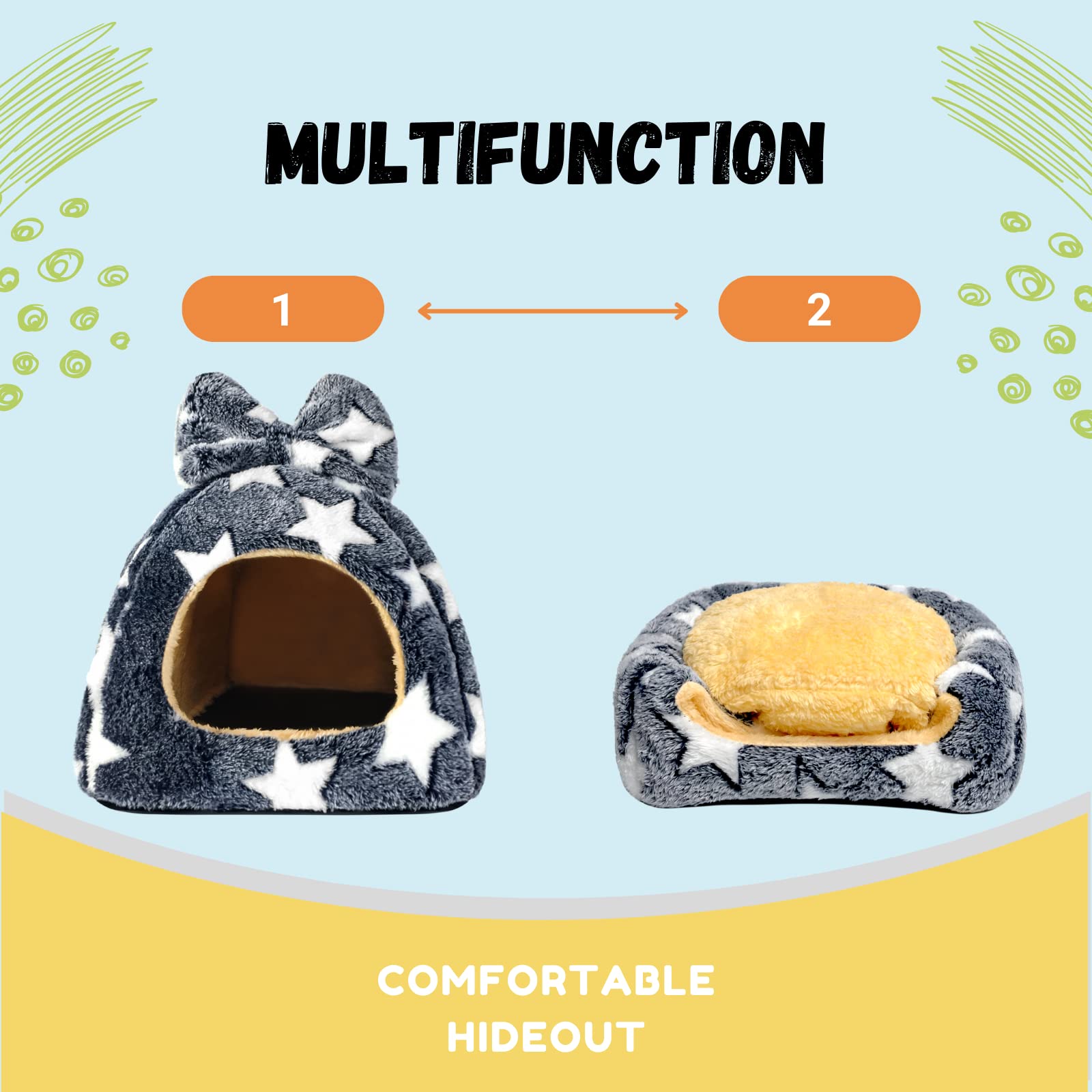 Tierecare Guinea Pig Hideout non-slip bottom keeps it in place for calm naps.