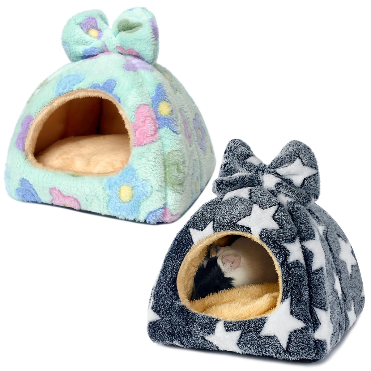 Tierecare Guinea Pig Hideout side view highlights compact warmth for cozy naps.