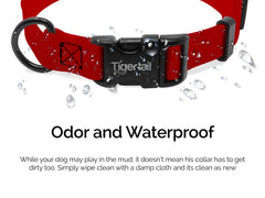 Tiger Tail large red dog collar offers adjustable sizing for a snug, comfortable fit.