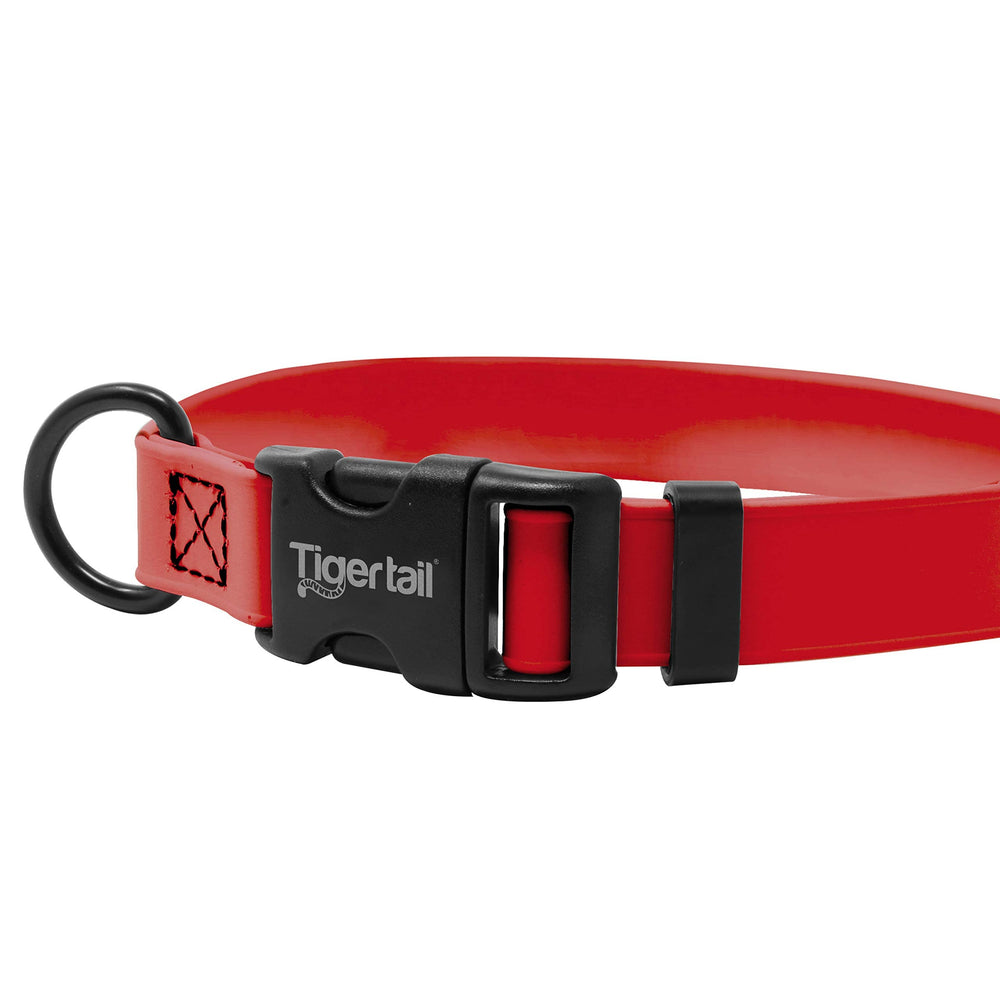 Tiger Tail large red collar designed to fit large breeds securely.