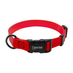 Tiger Tail large red dog collar with side-release buckle for quick on-off on active dogs.