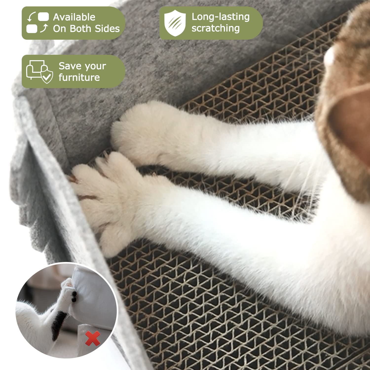 TIGOADT cat scratcher lounge gray durable cardboard interior supports regular scratching.
