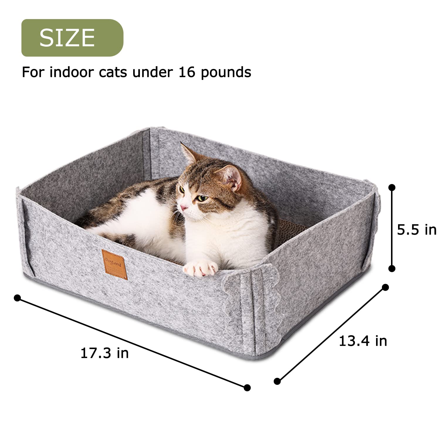 TIGOADT cat scratcher lounge gray removable cardboard panel promotes extended use.