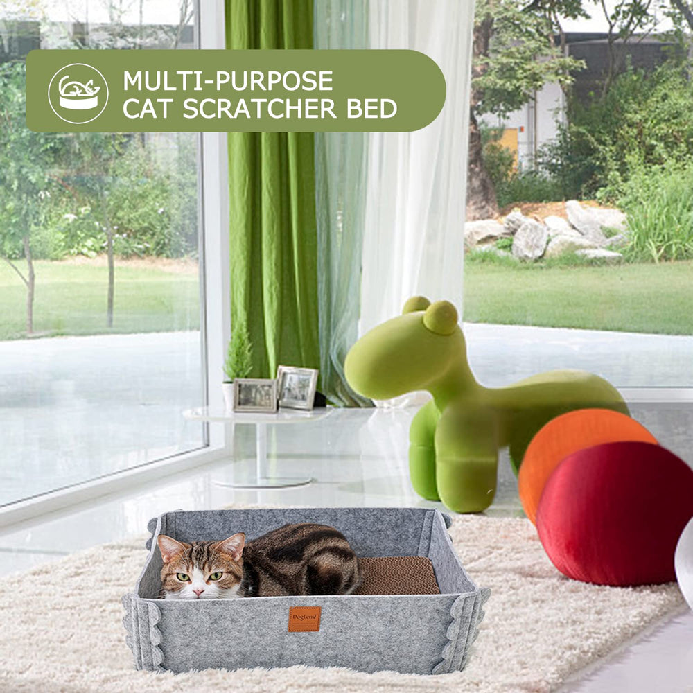 TIGOADT cat scratcher lounge gray use scenario in an indoor setup protecting furniture.