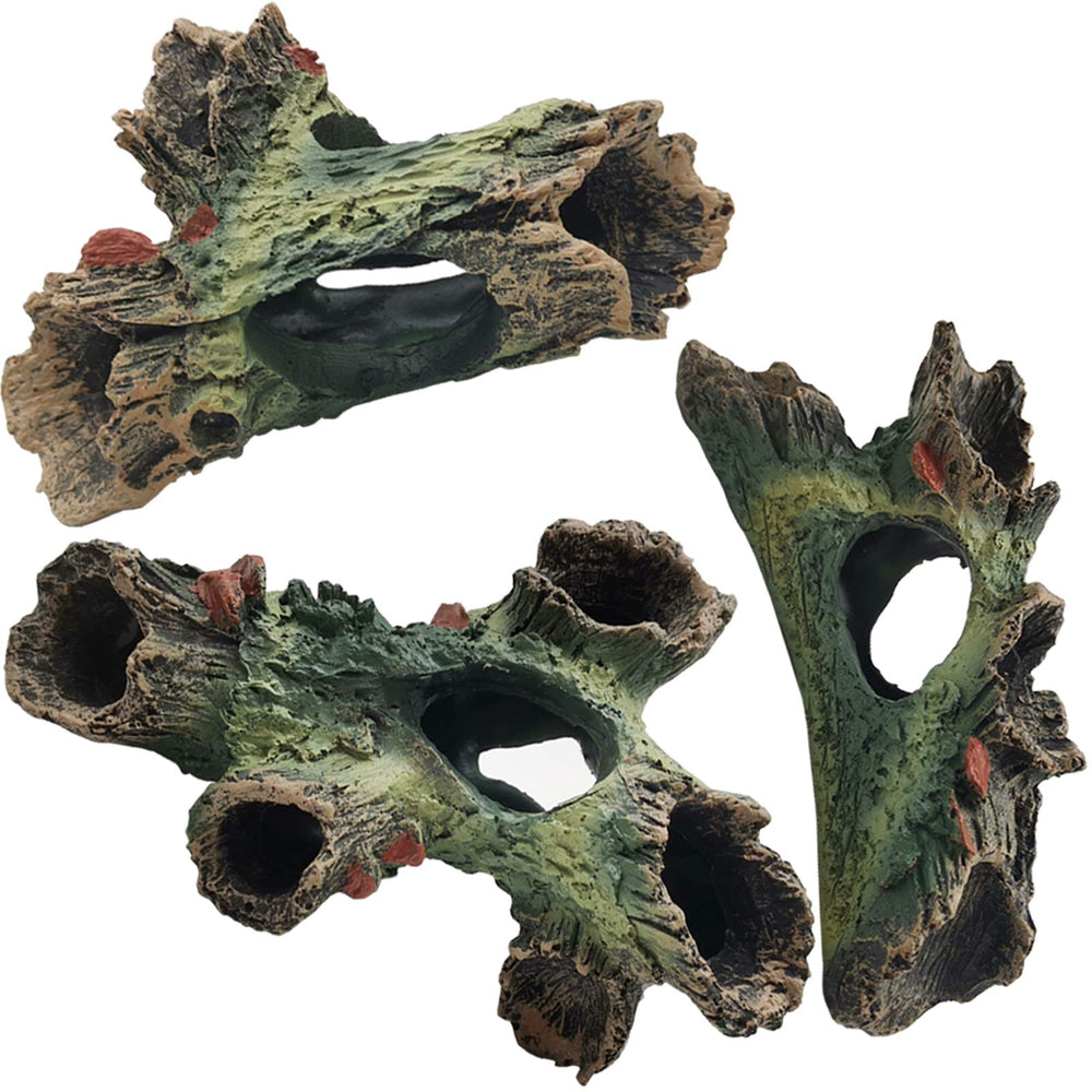 TIHOOD decaying trunk ornament closeup highlights natural resin texture for safe aquarium decor