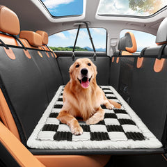 TiInsta backseat pet bed mat closeup shows soft flannel for cozy travel comfort.