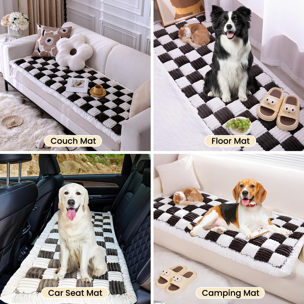 TiInsta backseat pet bed mat dog on backseat illustrates pet comfort during long car rides.