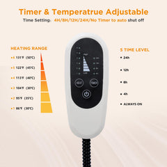 Six heat levels on Tikaton MET heated pad for tailored comfort