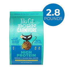 Close-up of Tiki Cat Born Carnivore kibble texture for adult cats.