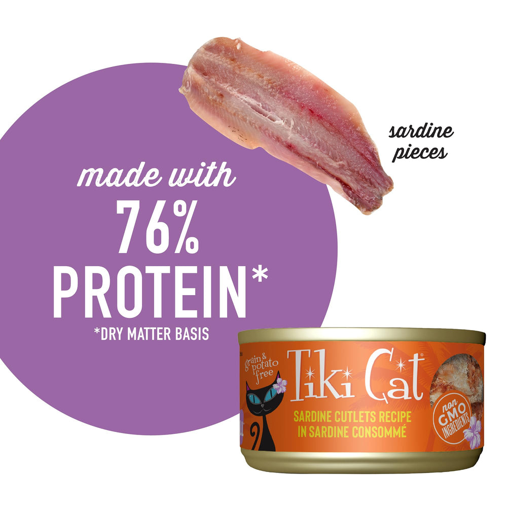 Tiki Cat Grill high moisture bowl suggests hydration-friendly wet food for cats.
