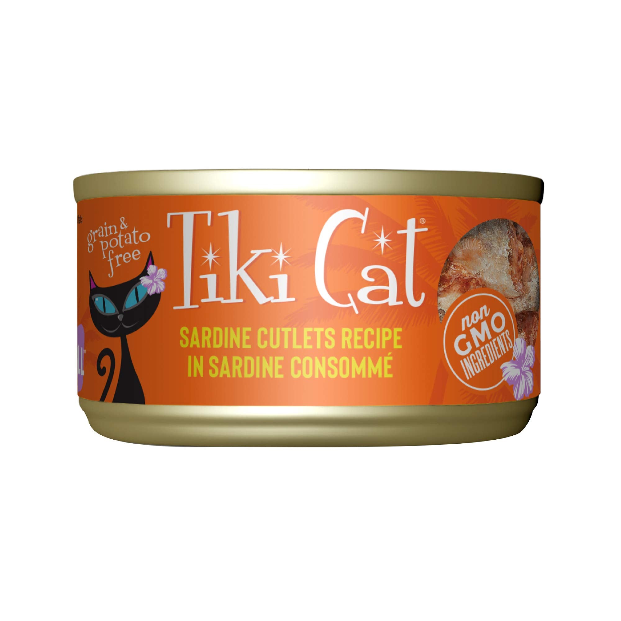 Tiki Cat Grill Sardine Cutlets can front shows premium seafood flavor for picky cats.