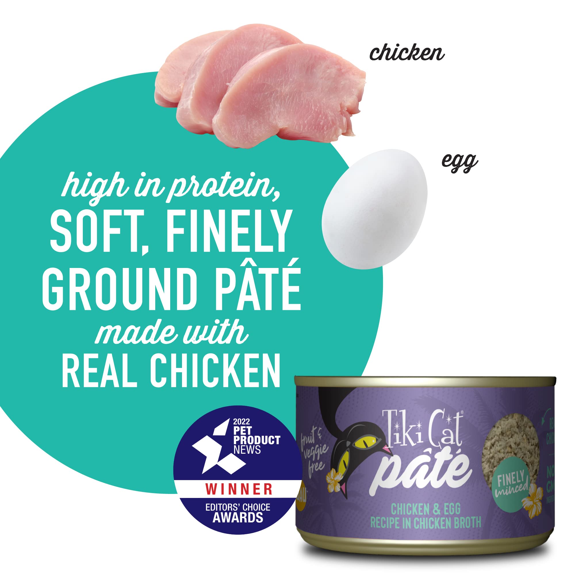 Tiki Cat Luau Pâté ingredients image shows grain-free, non-GMO formula