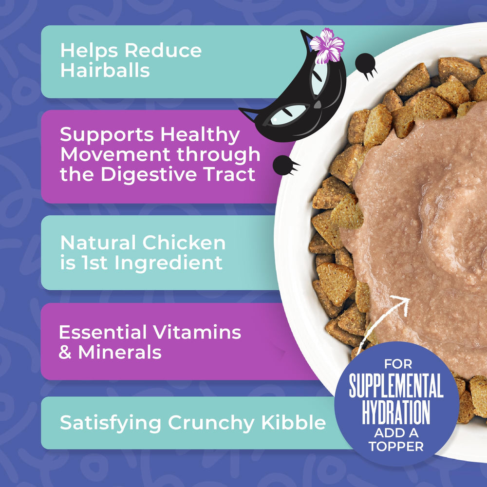 TIKI PETS Tiki Cat Born Carnivore dry ingredient list shows prebiotics and natural fibers.