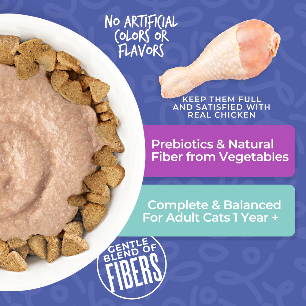 TIKI PETS Tiki Cat Born Carnivore hairball-control kibble in bowl supports indoor health.