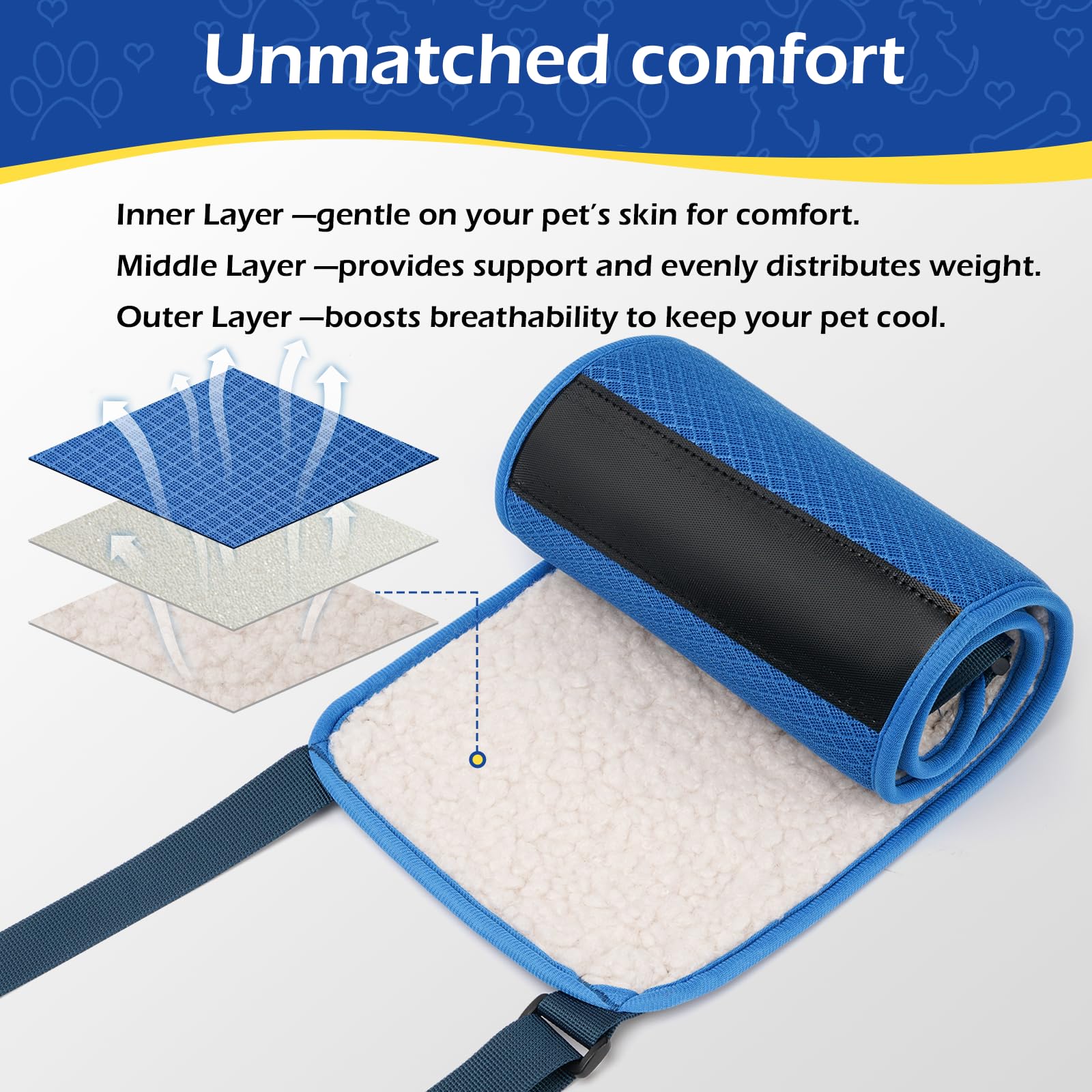 Tikibest adjustable dog lift harness padded handles provide caregiver support.