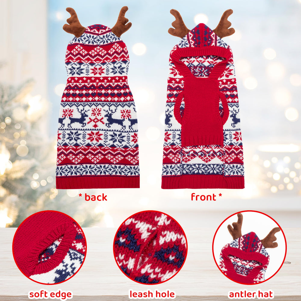 TUKOAW plush antlers detail adds adorable holiday charm for pet photos.