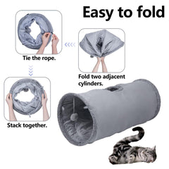 TiLanmiy cat tunnel's collapsible steel frame ensures quick setup and compact storage.