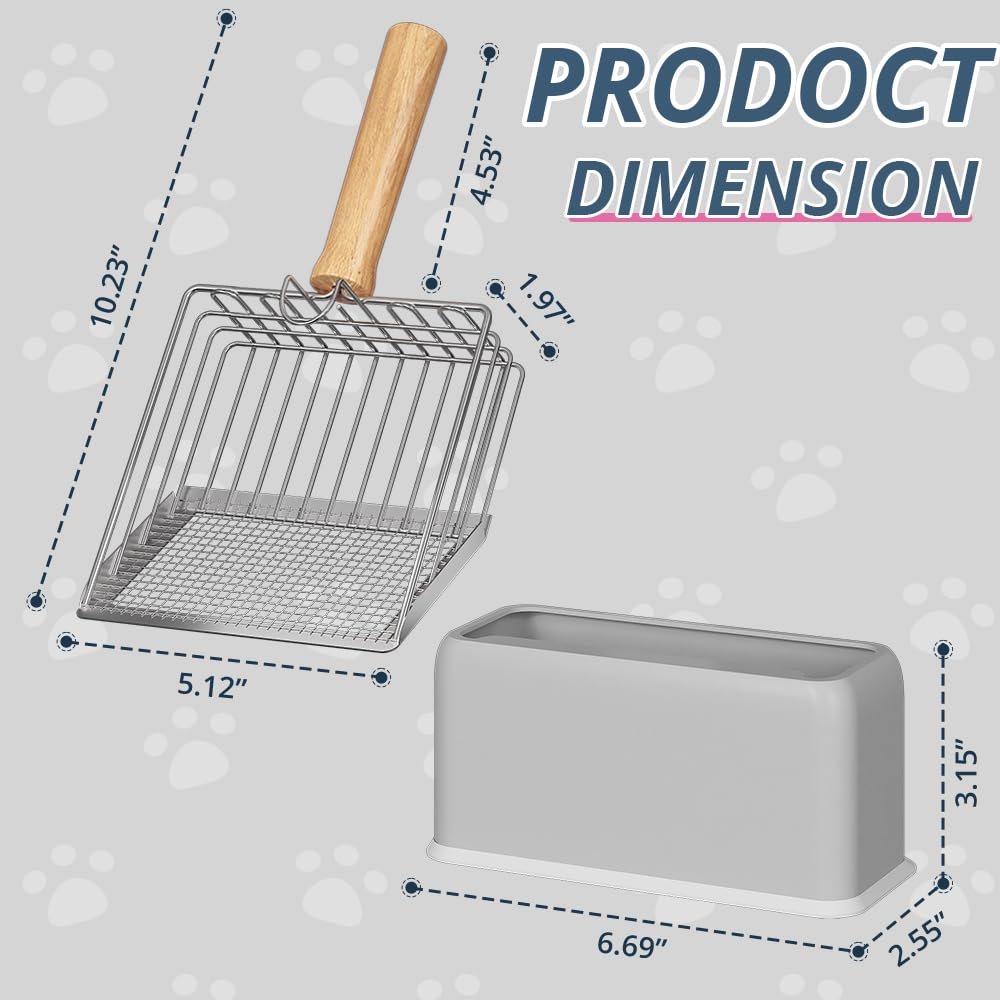 Tilatumo Easy Use metal scoop in use glides through litter with ease.